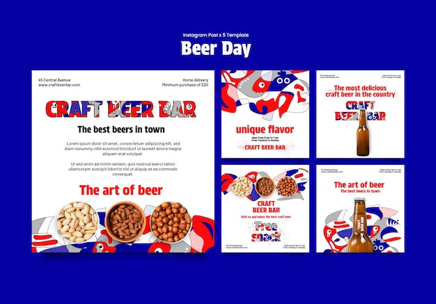 PSD gratuito post su instagram per la celebrazione del giorno della birra