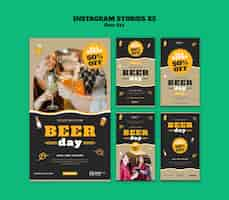 Free PSD beer day celebration instagram stories