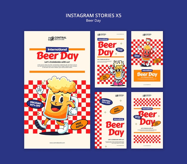 Free PSD beer day celebration instagram stories