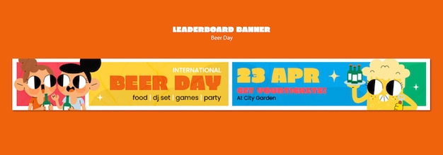 Free PSD beer day celebration leaderboard banner