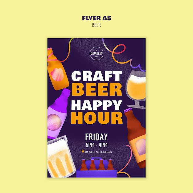 Free PSD beer day celebration poster template
