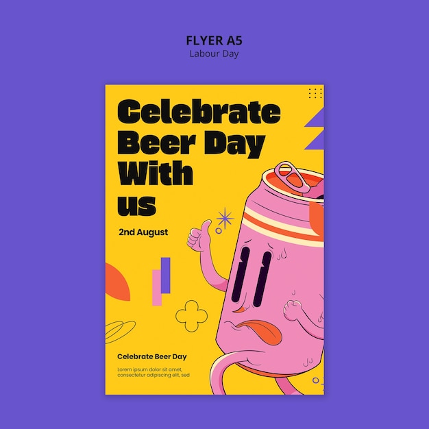 Free PSD beer day celebration poster template