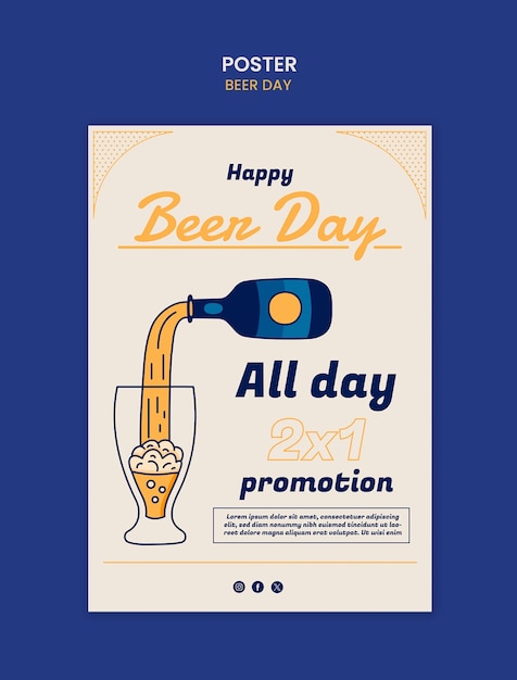 Modello di poster per la celebrazione del giorno della birra