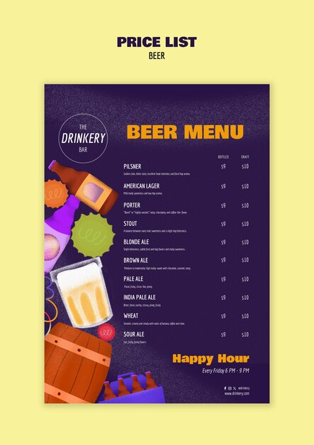 beer day celebration price list template