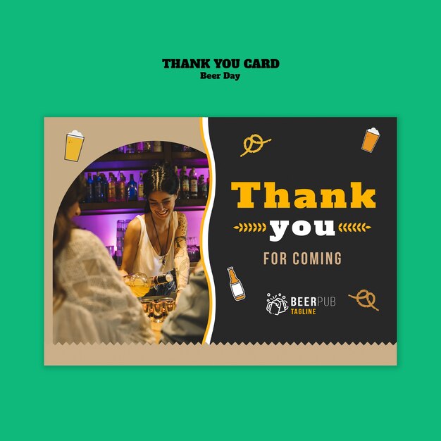 Beer day celebration thank you card  template
