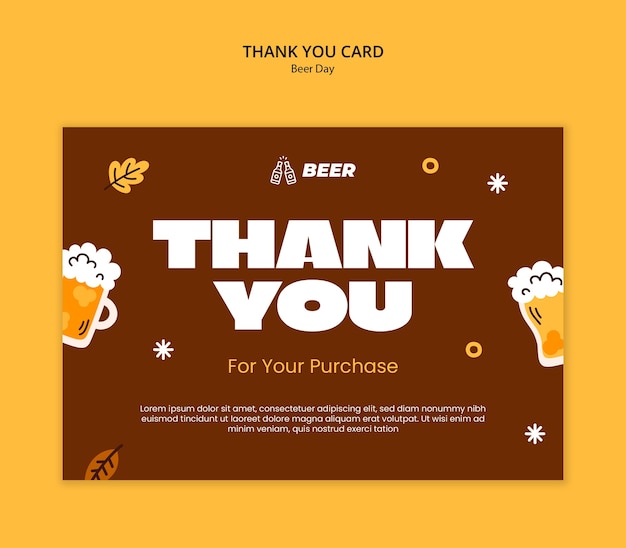 PSD gratuito carta di ringraziamento per la celebrazione del giorno della birra
