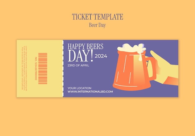 Beer day celebration ticket template