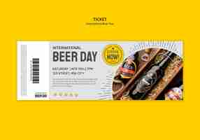 Free PSD beer day celebration ticket template