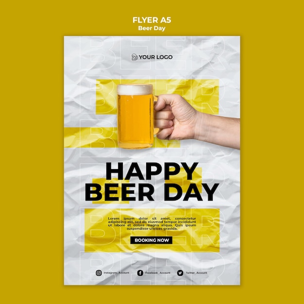 Beer day flyer template concept