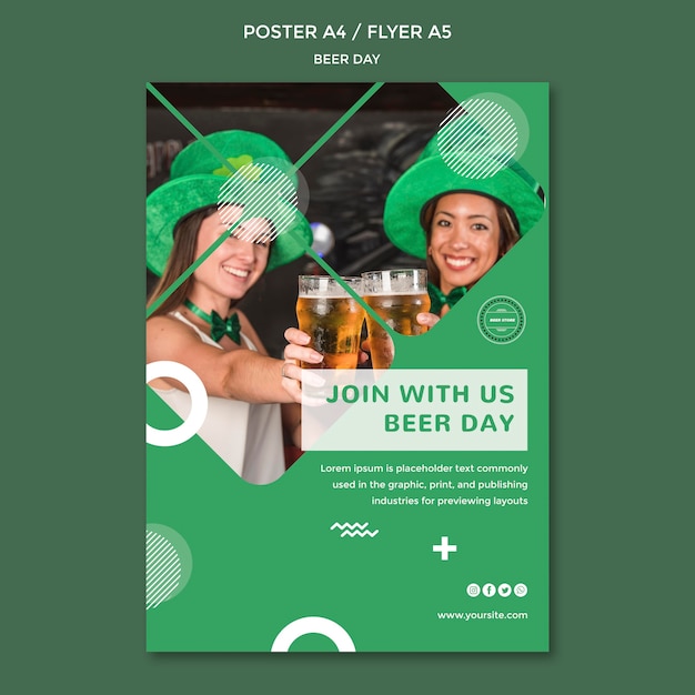 Free PSD beer day poster concept template