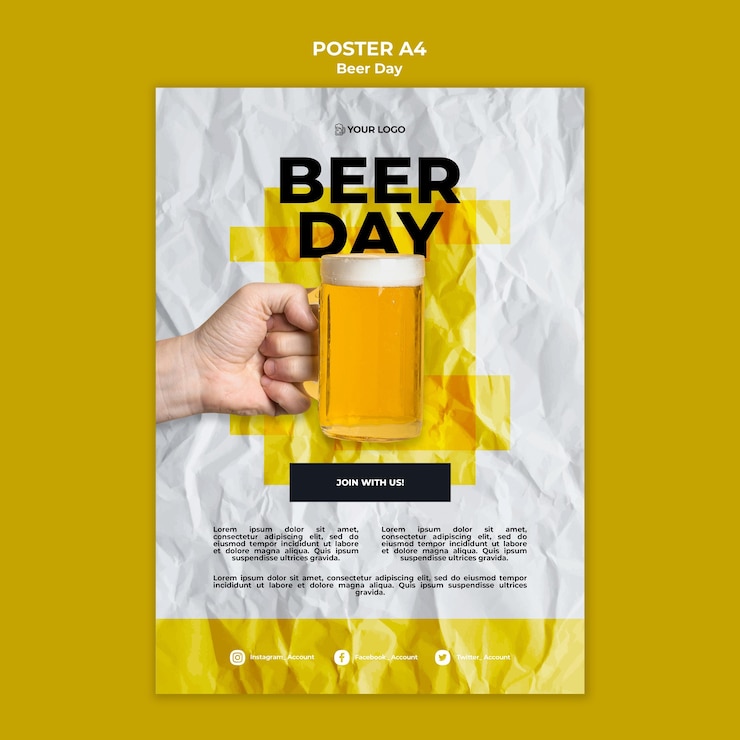 Free PSD beer day poster template