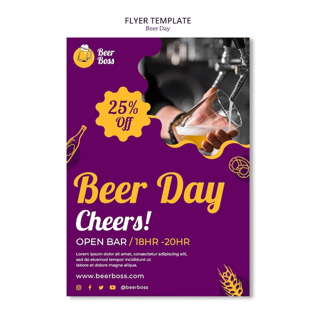 Бесплатный PSD Дизайн шаблона дня пива