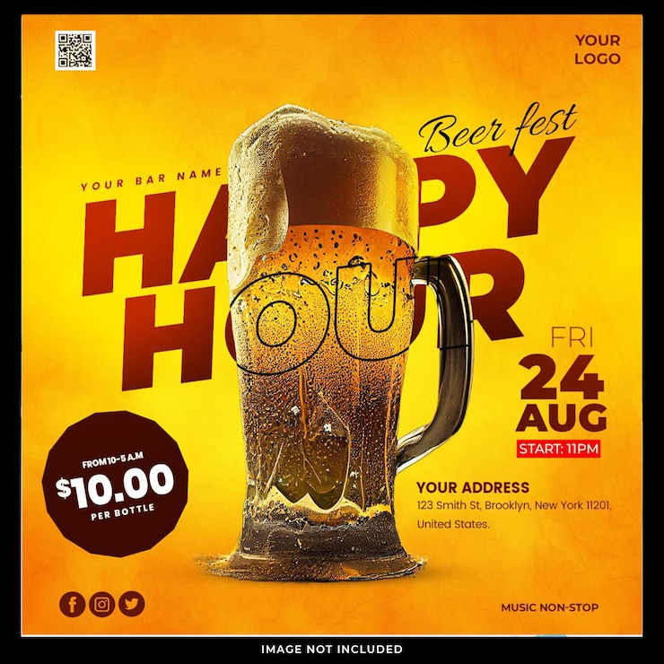 Free PSD beer party flyer social media banner template