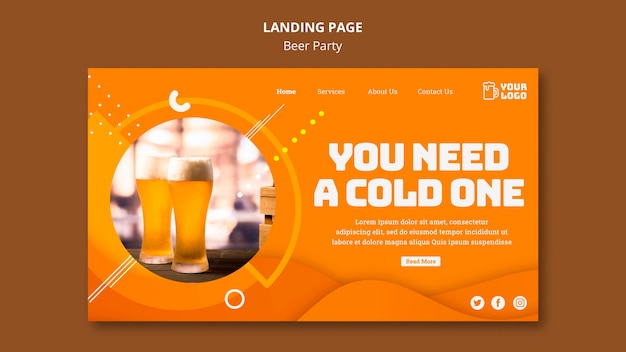 Free PSD beer party landing page web template