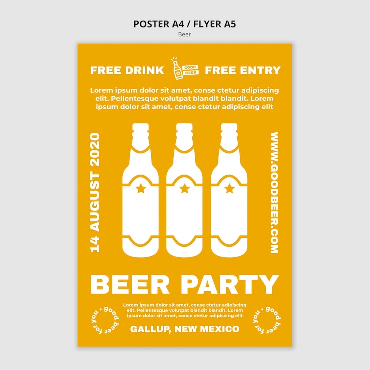 Free PSD beer party template poster