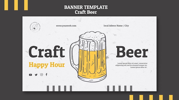 Beer with foam banner template
