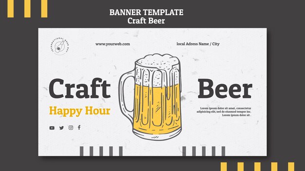 Beer with foam banner template