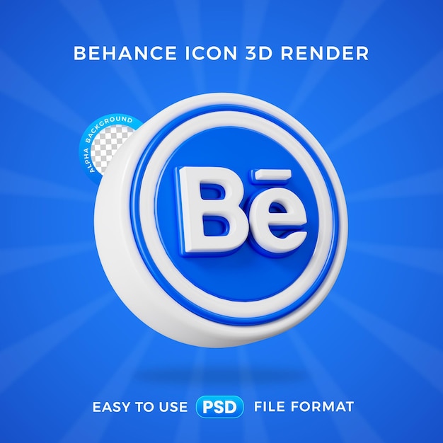 무료 PSD behance 로고 아이콘 고립 3d 렌더링 일러스트레이션