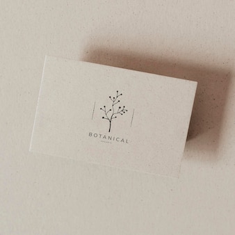 Beige blank botanical name card mockup design