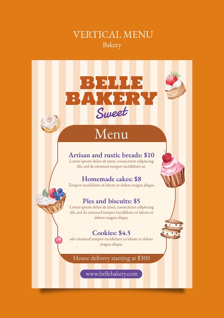Free PSD belle bakery sweet menu poster