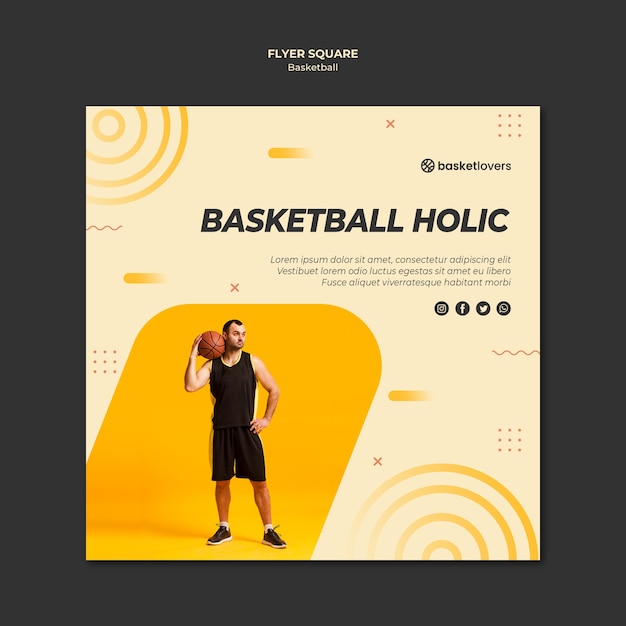 Free PSD best basketball square flyer template