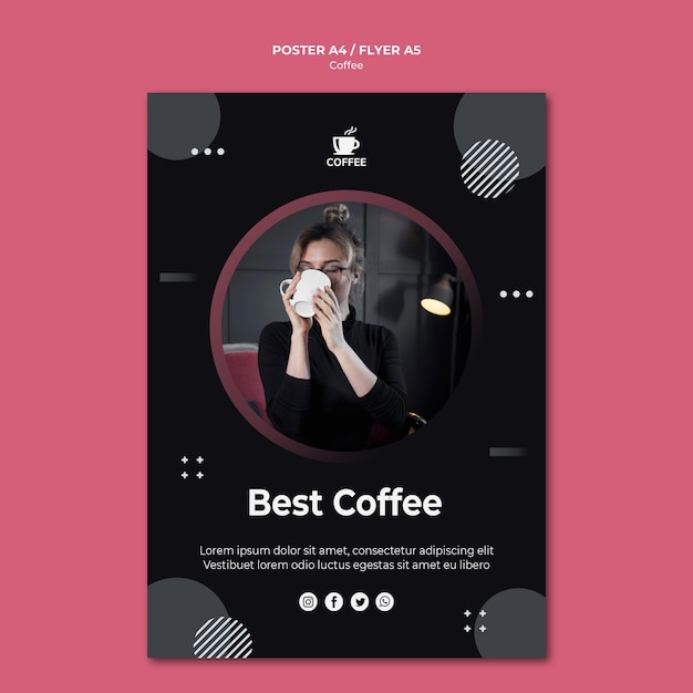 Free PSD best coffee concept flyer design