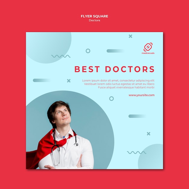 Best doctors square flyer template