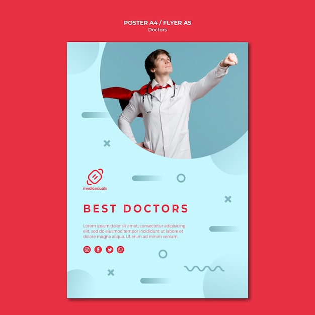 Free PSD best doctors wear capes poster template