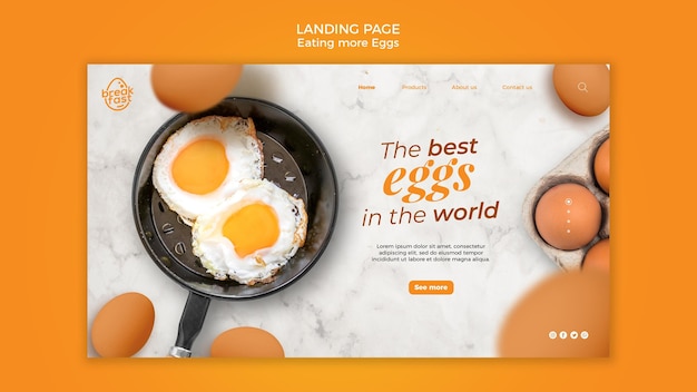 免费的PSD世界上最好的鸡蛋着陆页模板