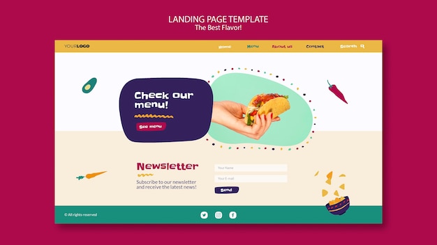 PSD gratuito la landing page con il miglior sapore