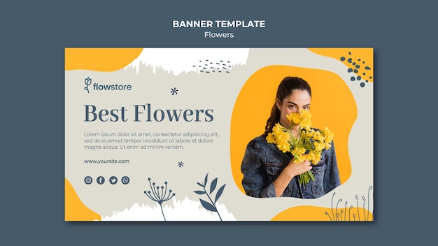 Best flower shop and cute businesswoman banner