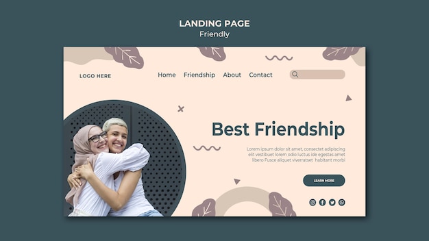 Free PSD best friendship landing page template