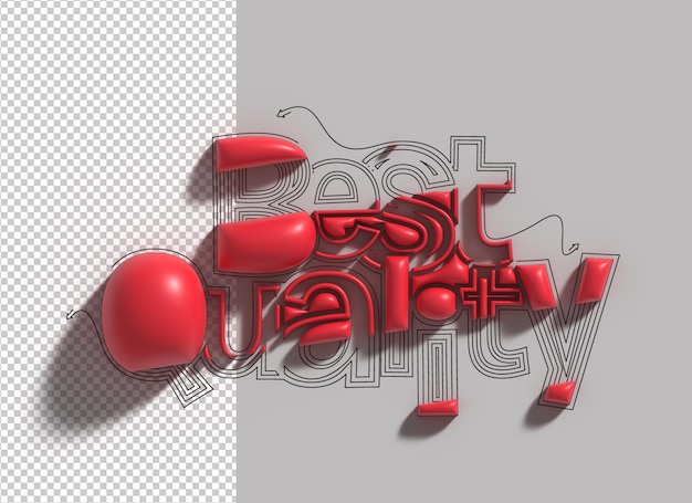 Free PSD best quality lettering 3d line art transparent psd font design