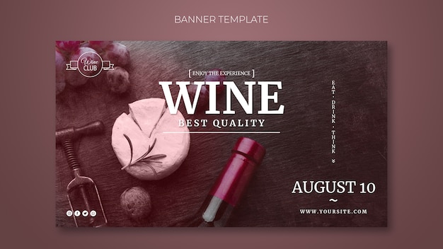 PSD gratuito modello della bandiera del vino di migliore qualità