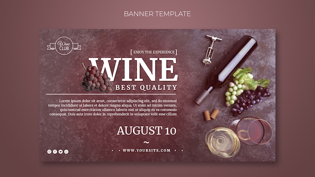 PSD gratuito modello della bandiera del vino di migliore qualità