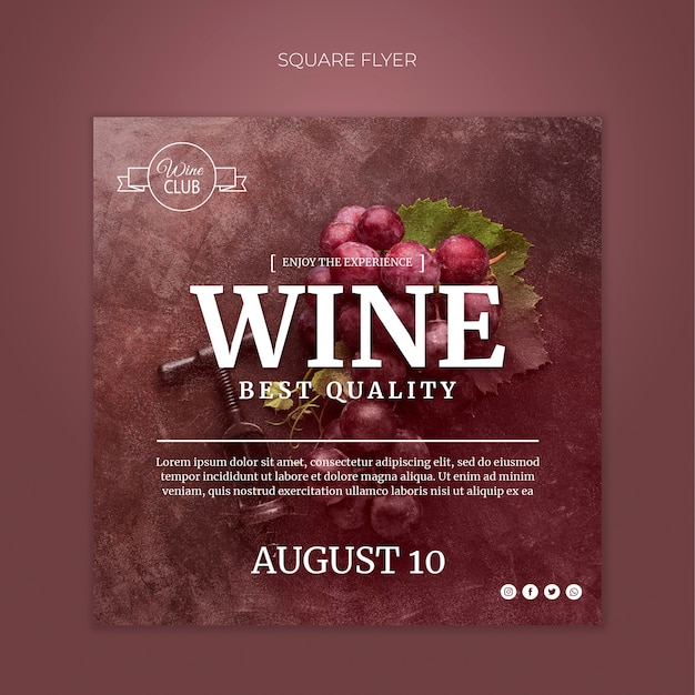 Best quality wine square flyer template