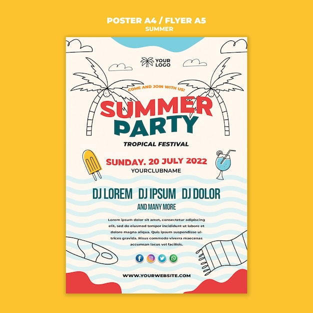 Free PSD best summertime party poster template