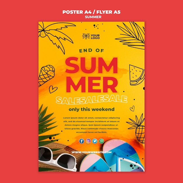 Free PSD best summertime sales poster template