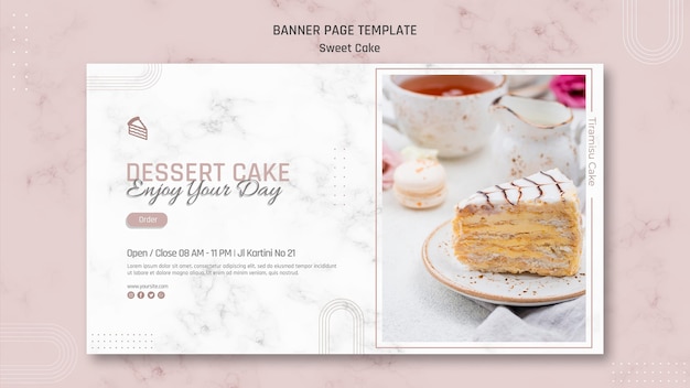 最高の甘いケーキショップバナーテンプレート