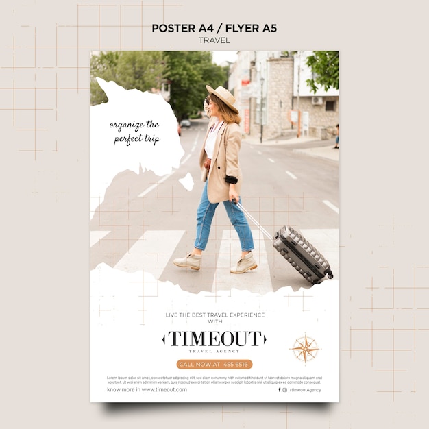 Free PSD best travel experience poster template