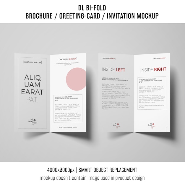 Bi-fold brochure or invitation mockup