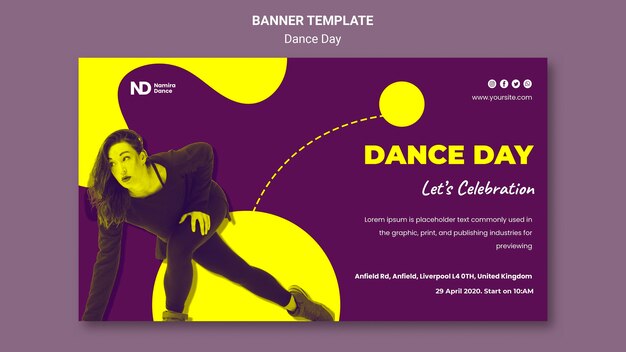 Bicolored dance day banner template