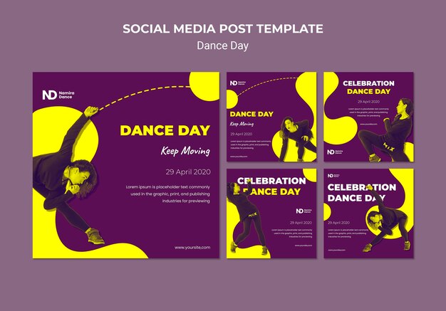 Bicolored dance day instagram stories pack