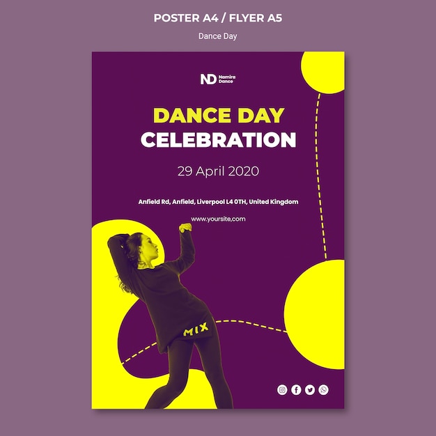 Bicolored dance day print template