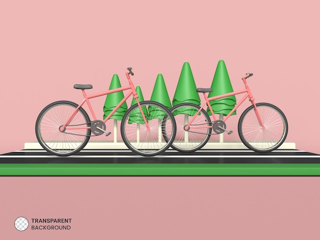 Бесплатный PSD Значок велосипеда изолированная 3d визуализация иллюстрация