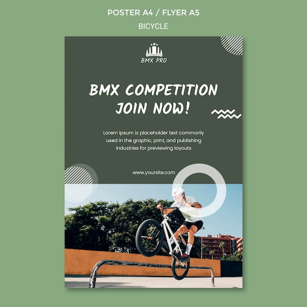 PSD gratuito disegno del modello di poster di biciclette