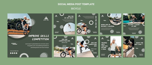 PSD gratuito modello di post sui social media per biciclette