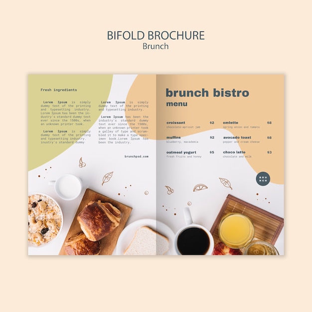 Opuscolo bifold per menu bistrot brunch