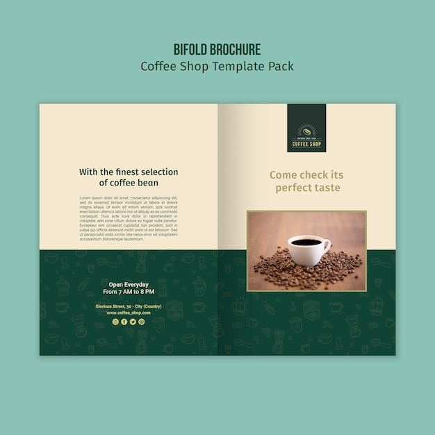 Free PSD bifold brochure coffee shop template