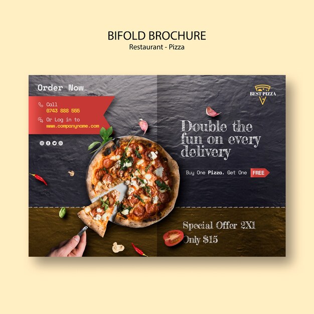 Bifold brochure for pizza restaurant